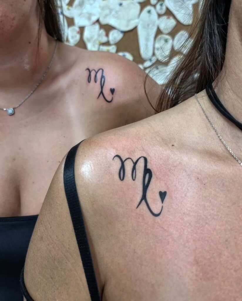 Virgo tattoo on shoulder