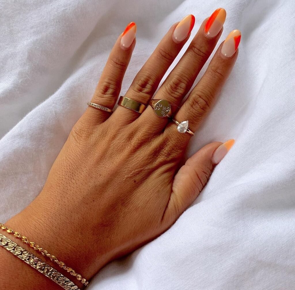 Cool Orange color nails art