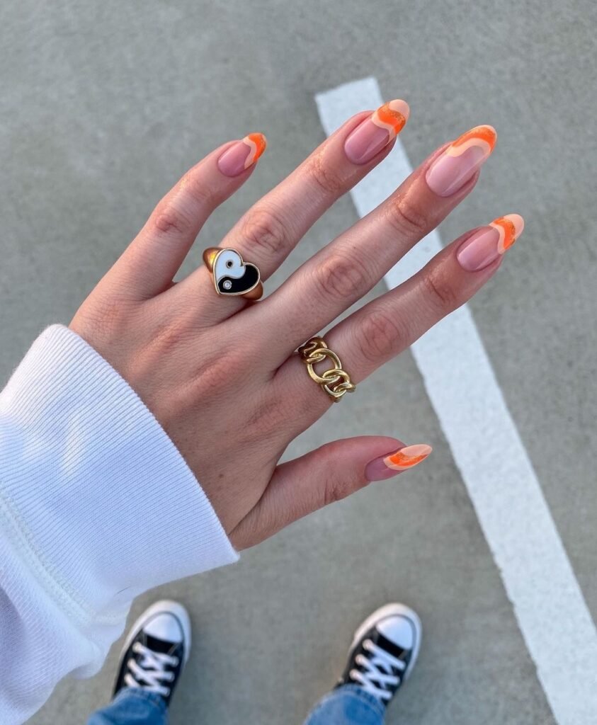 Cool Orange color nails polish design ideas