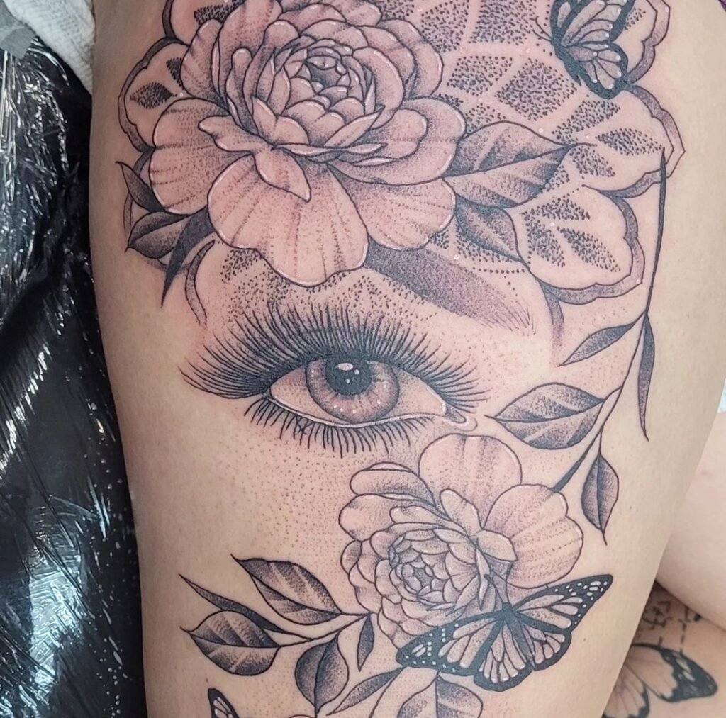 Front thigh tattoos ideas for women