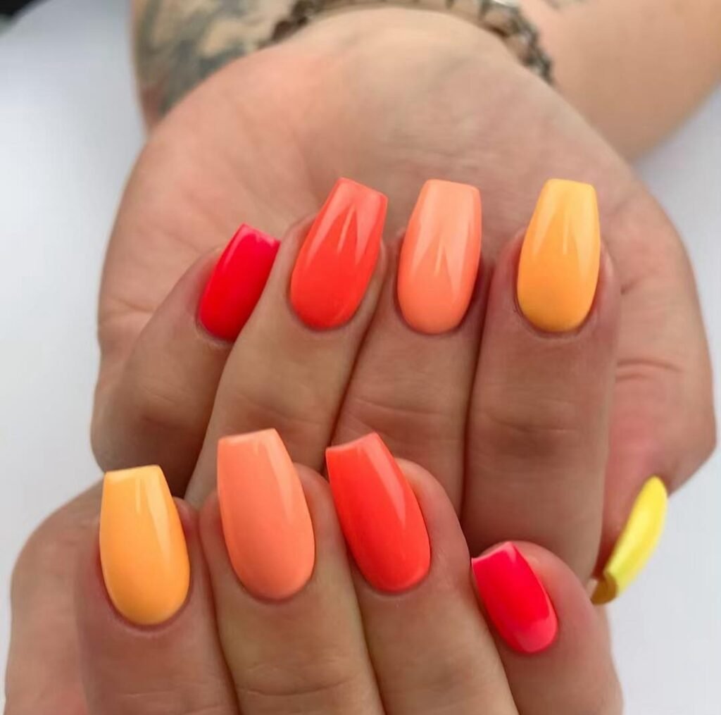 Orange color nails art designs