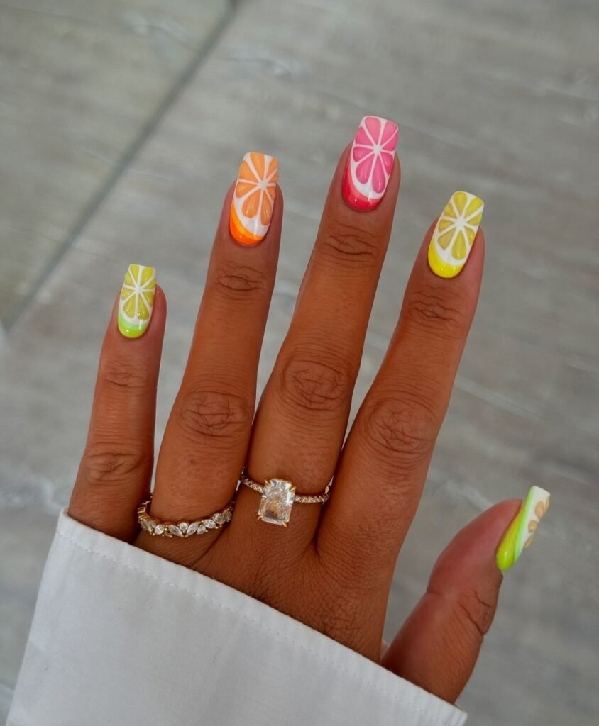 Orange color nails art ideas