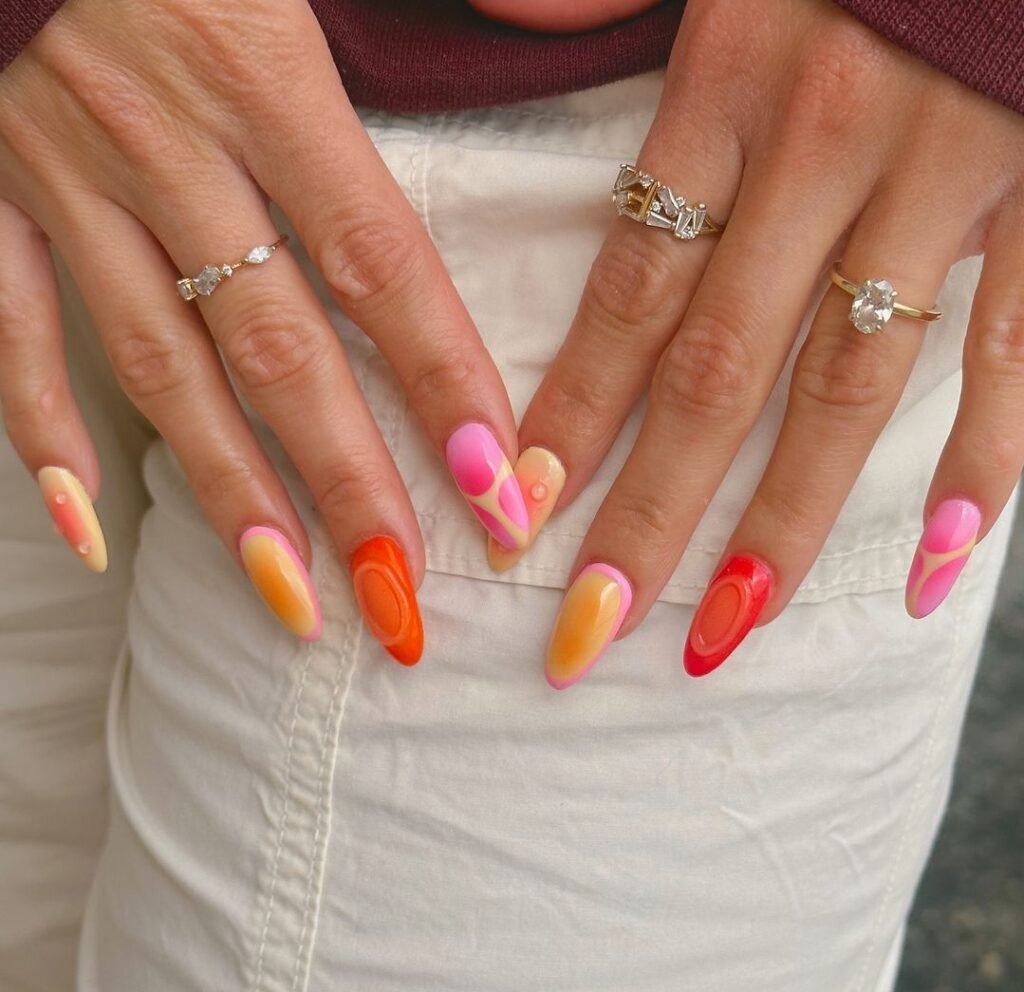 Orange color nails ideas