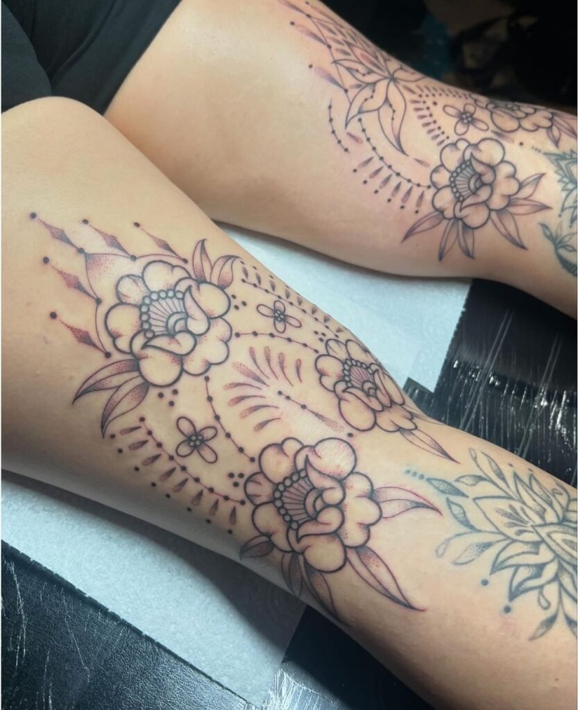 Simple women thigh tattoos