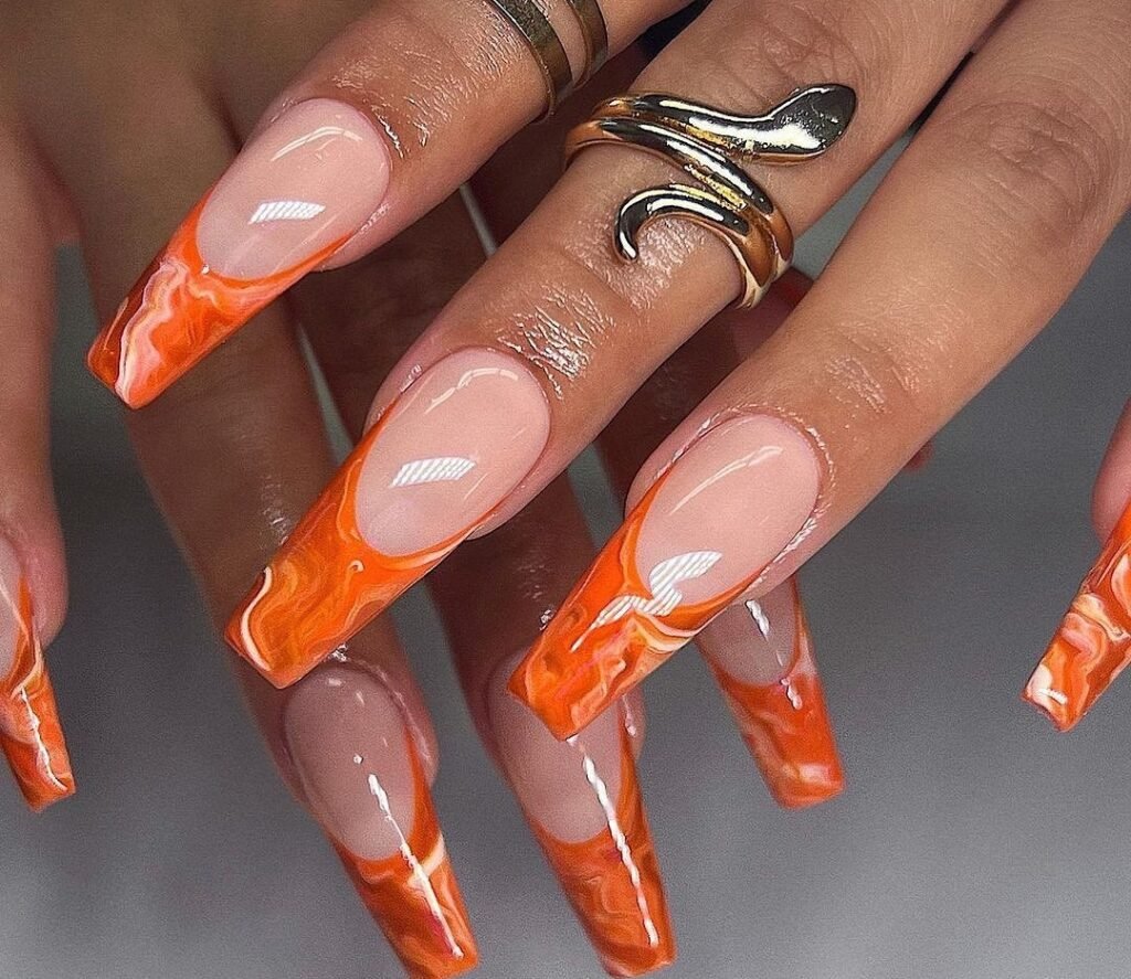 Stunning Orange nails design