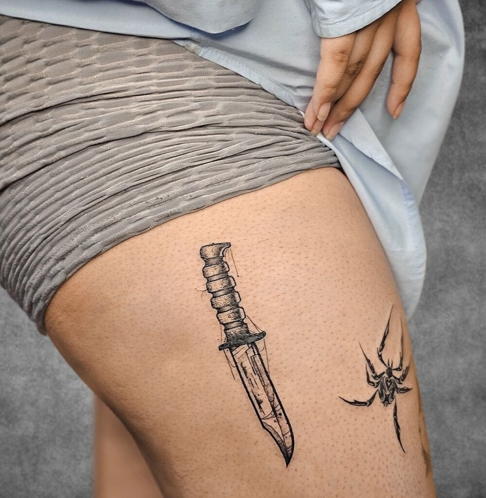 Tiny women's thigh tattoos