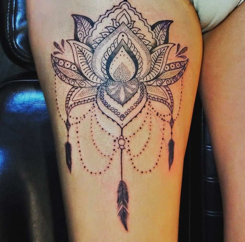 Unique women's thigh tattoos ideas