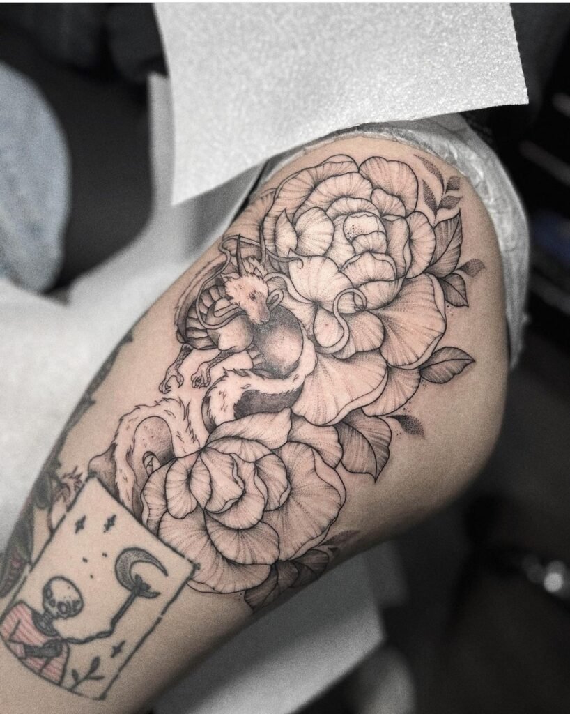 cool flower women thigh tattoos