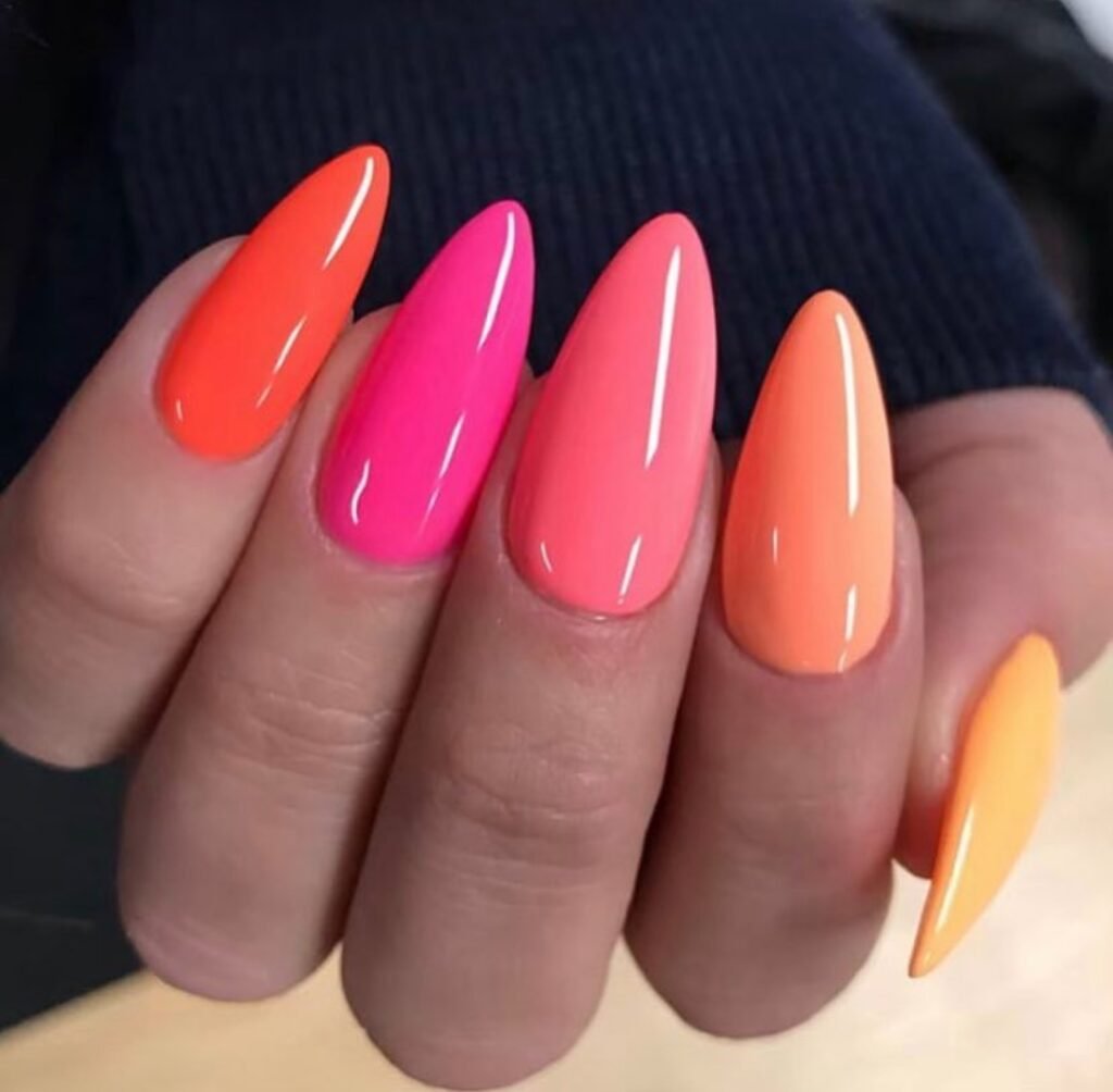 orange color nail design