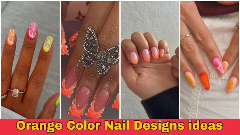 orange color nail designs ideas