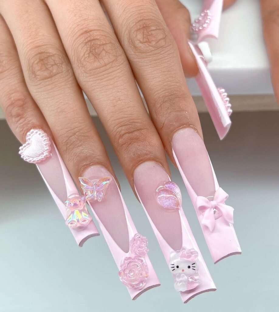 French tip light pink nails