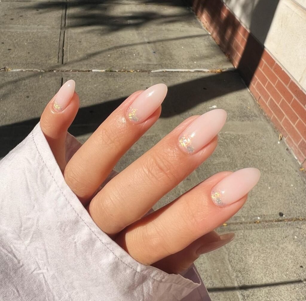 New light pink nails Simple designs