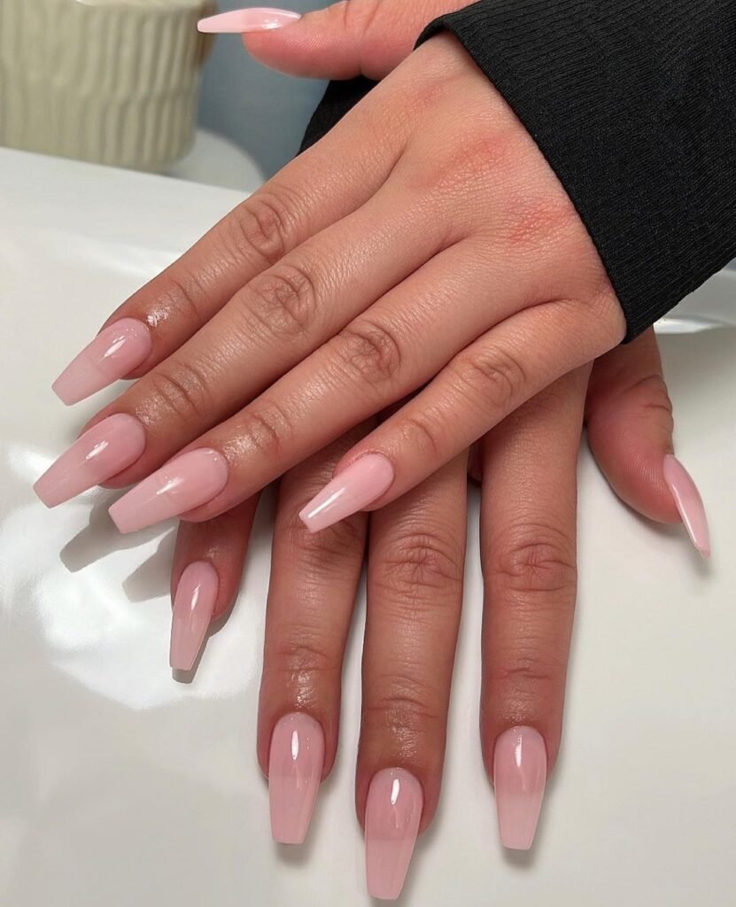 light pink nails glitter