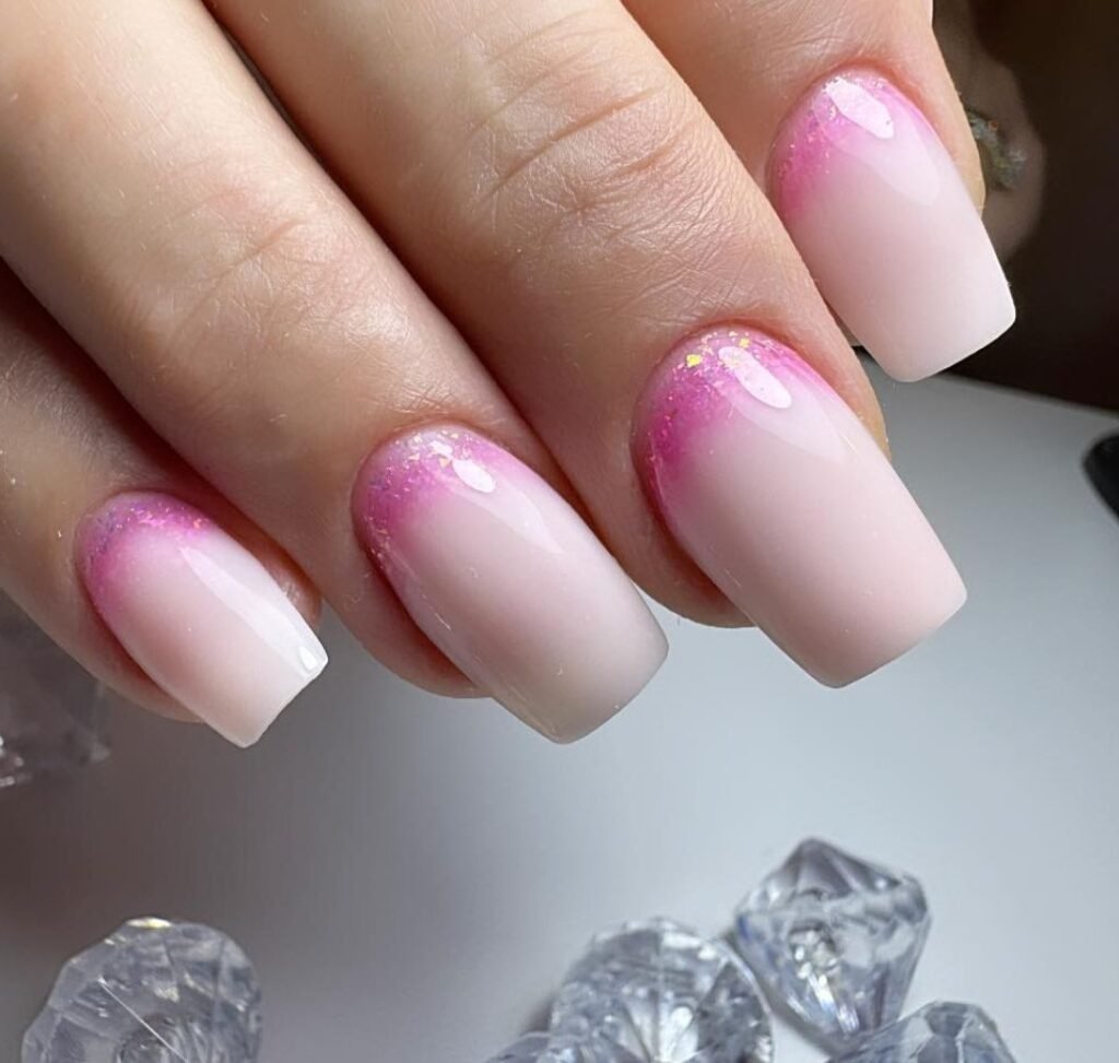 light pink nails with Gradient