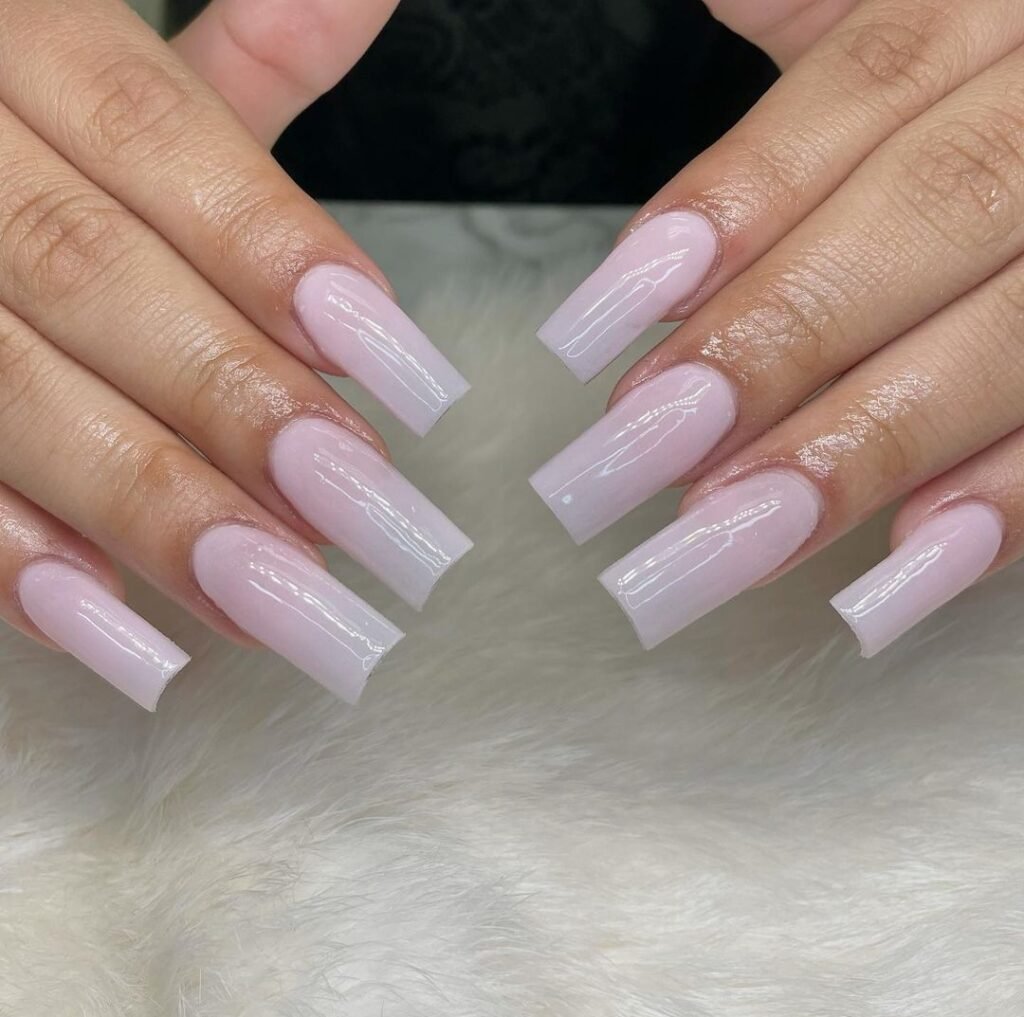 light pink nails with design